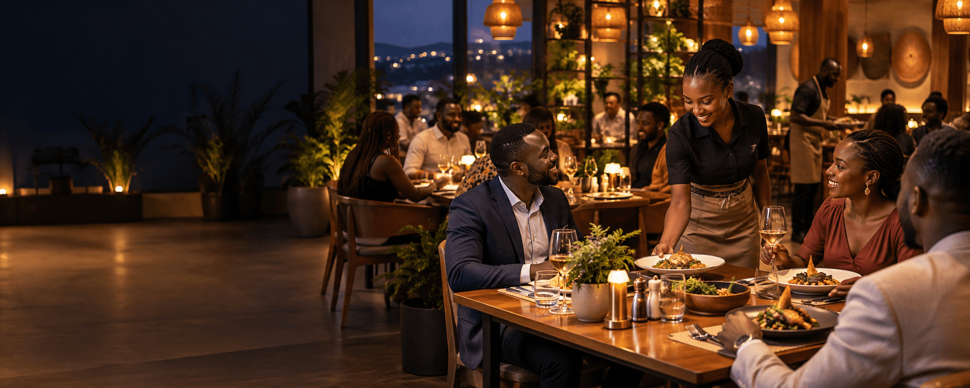 Restaurant table with several meals